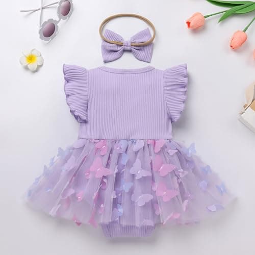 ODASDO Baby Girl 1st Birthday Cake Smash Outfit with Bowknot Headband