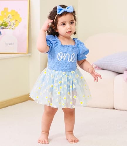 Grehava Baby Girl 1st Birthday Tulle Romper 0-18 Months Short Sleeves
