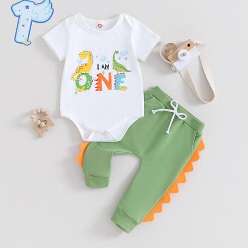 Dcohmch First Birthday Boy Dinosaur Outfit for One-Year-Old