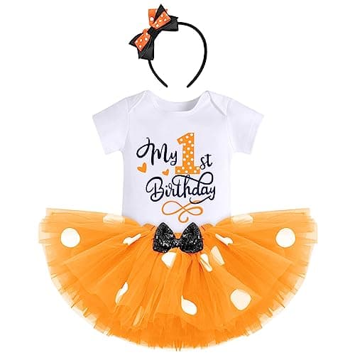 IBTOM CASTLE Polka Dots Romper Tutu Dress for Baby Girls Birthday Outfit