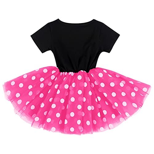 Birthday Outfit for Baby Girls: Mouse Ladybug Dress with Headband and Polka Dots Tutu Skirt Set