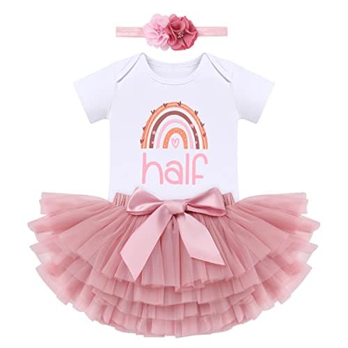 ODASDO Boho Rainbow Birthday Cake Smash Outfit Set