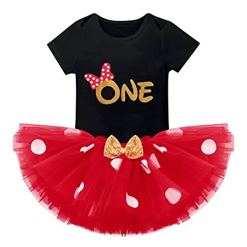 IMEKIS Baby Girls 1st Birthday Tutu Romper with Polka Dots & Mouse Ears Costume