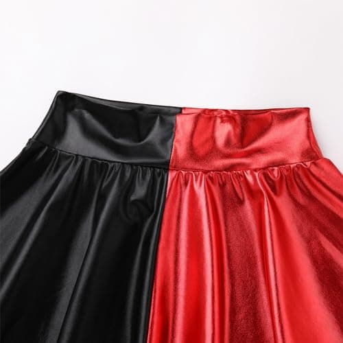 IMEKIS Women's Shiny Pleated Mini Skater Skirt for Sparkly Halloween Cosplay