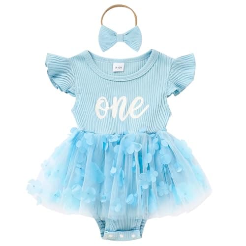 GRNSHTS Baby Girl 1st Birthday Romper & Headband for Princess Photo Shoot
