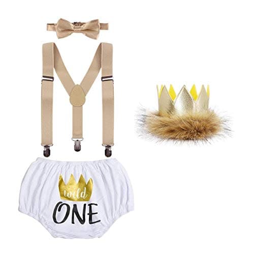 Baby Boys 1st Birthday Cake Smash Outfit - Wild ONE Theme