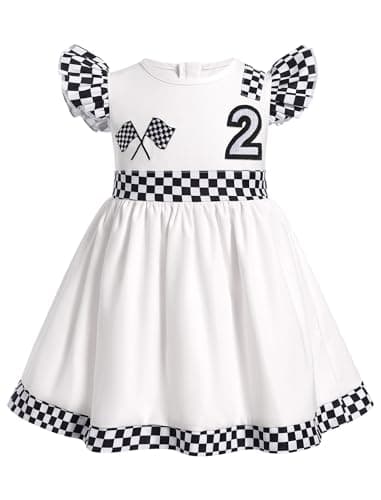 IMEKIS Baby Girl Race Car Birthday & Halloween Dress