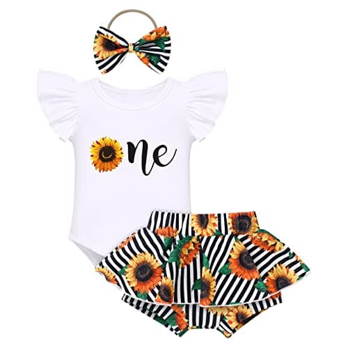 Summer Baby Girls Sunflower Mouse Outfit Set