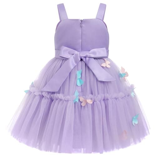 ODASDO Toddler Girls Bowknot Spaghetti Straps Tutu Tulle Birthday Party Dresses