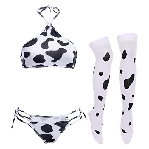 IMEKIS Women's Anime Cow Maid Lolita Cosplay Kawaii Costume Set