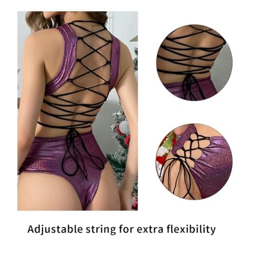 SANQIANG Holographic Metallic Bodysuit for Dance Party EDM Festival