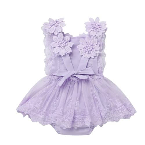 Newborn Baby Girls 1st Birthday Boho Romper Outfit with Flower Headband