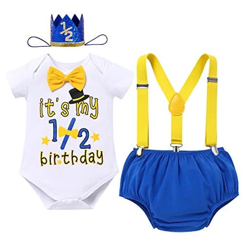 Baby Boy 1st Birthday Cake Smash Outfit 4pcs Set