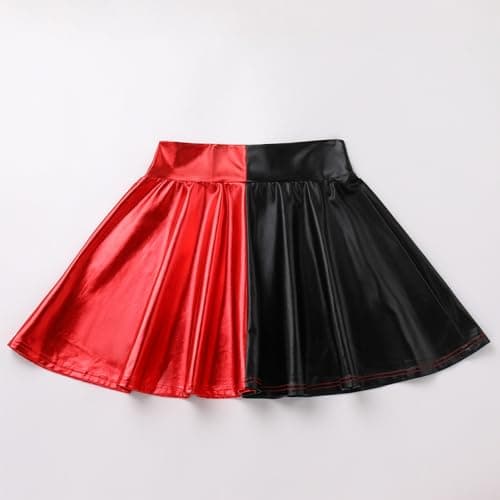 IMEKIS Women's Shiny Pleated Mini Skater Skirt for Sparkly Halloween Cosplay