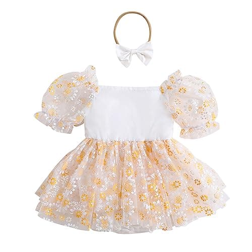 Baby Girl 1st Birthday Butterfly Romper Dress with Headband
