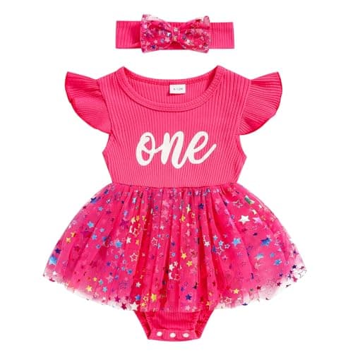 GRNSHTS Baby Girl 1st Birthday Romper & Headband for Princess Photo Shoot