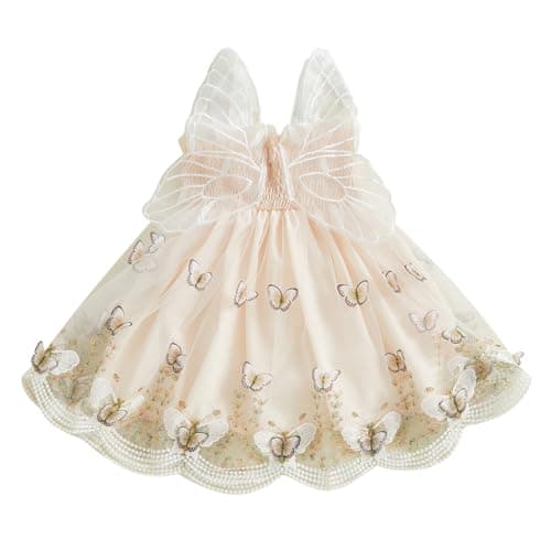 Ginevsal Toddler Butterfly Sleeveless Summer Dress Flowers Tulle