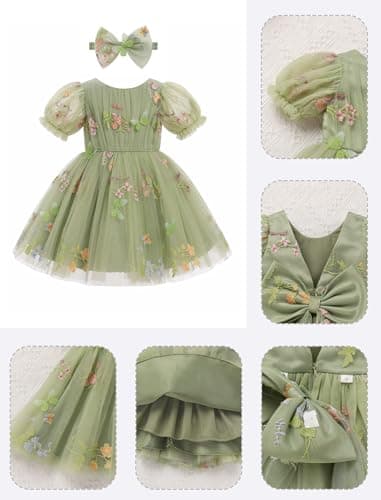 IMEKIS Toddler Girls Sparkle Butterfly Mesh Sleeve Dress