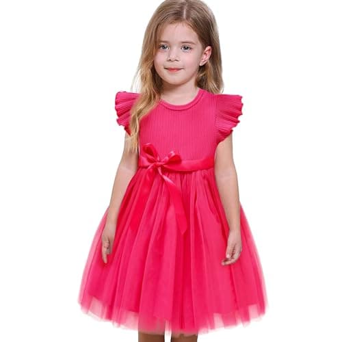 Sinhoon Toddler Girl Tulle Summer Ruffle Dresses 1-6Y