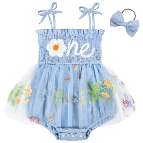 HONGTEYA Baby Girl 1st Birthday Outfit Lace Romper Summer Dress