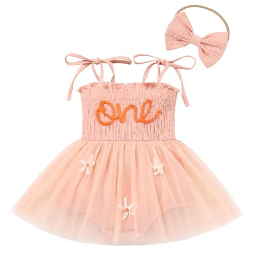 Baby Girls 1st Birthday Romper Tutu Dress - One Year Old Party Outfit