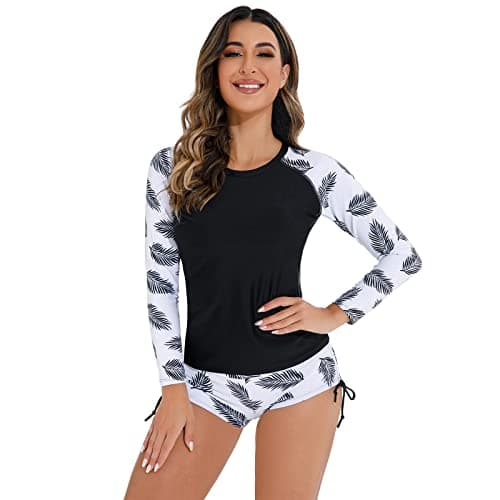 Women's Floral Print Rash Guard Swimwear Set