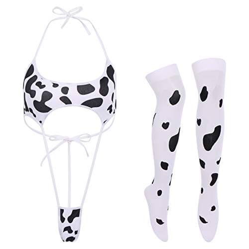 IMEKIS Women's Anime Cow Maid Lolita Cosplay Kawaii Costume Set