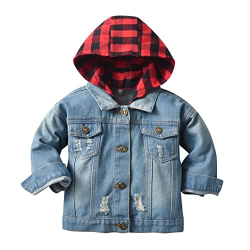 IMEKIS Toddler Denim Hooded Coat for Boys & Girls Fall Outwear