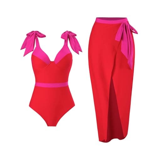 Women's One-Piece Swimsuit with Cover-up Sarong - Beach Outfit