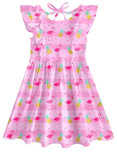 RAISEVERN Summer Ruffle Sleeve Dress for Toddler Girls 2-6T