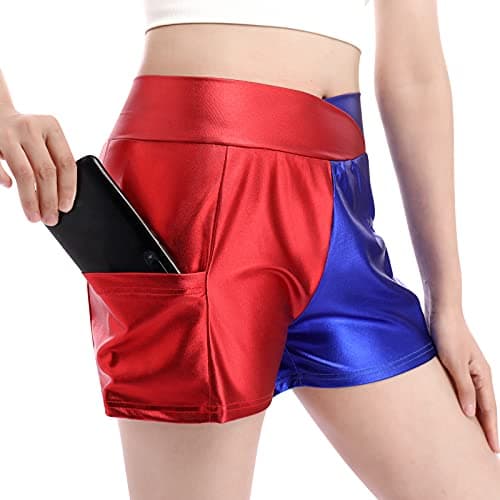Metallic Rave Shorts for Women - Shiny Hot Pants Disco Dance Bottoms Halloween Cosplay Clubwear