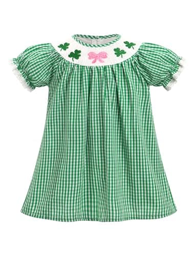 IMEKIS Toddler Girls St. Patrick's Day Smocked Dress for Birthday Party