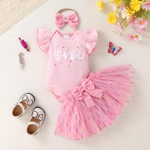 YOUNGER TREE Baby Girl 1st Birthday Outfits & Tutu Skirt with Headband