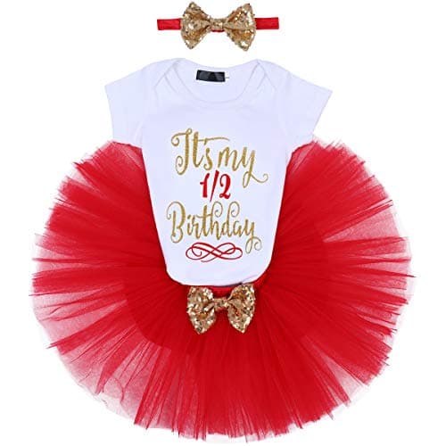 ODASDO Baby Girl Birthday Cake Smash Tutu Dress Romper 3pcs Set