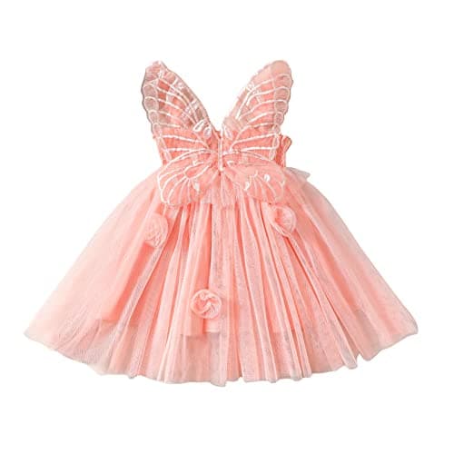 ZINTAOZT Toddler Butterfly Wings Sleeveless Skirt Birthday Party Tutu Dress