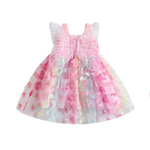 ZINTAOZT Toddler Butterfly Wings Sleeveless Skirt Birthday Party Tutu Dress