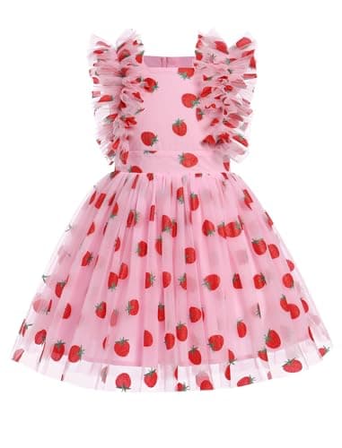 IBTOM CASTLE Girls' Butterfly Daisy Polka Dots Tulle Birthday Dress