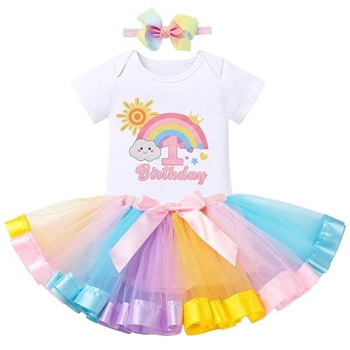 ODASDO Sunnyc Birthday Tutu Outfit for 1Y Old Girls Party Set