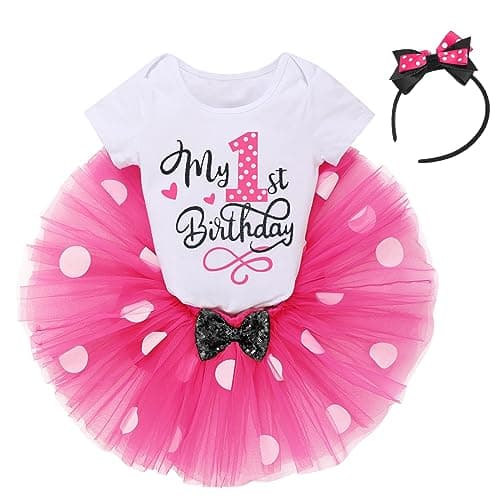 IBTOM CASTLE Polka Dots Romper Tutu Dress for Baby Girls Birthday Outfit