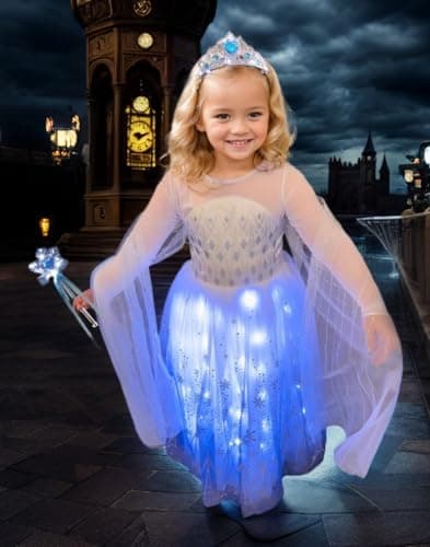 Snow Princess Dress Halloween Costume for Toddler Kids with Accessories
