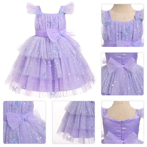 Sequin Party Dress for Toddler Girls: Butterfly Flower Pageant Tutu Dress for Photo Shoots (1-6T)