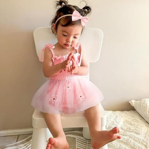 Baby Girl 1st Birthday Tulle Romper Cake Smash Outfits
