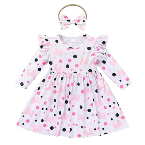 Toddler Baby Girls Birthday Dress with Headband Strawberry Cow Cake Smash Outfit