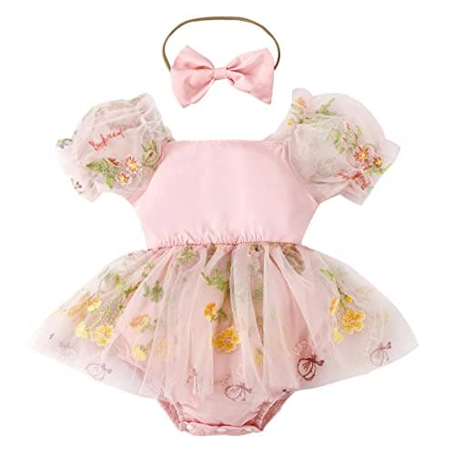 Baby Girl 1st Birthday Butterfly Romper Dress with Headband