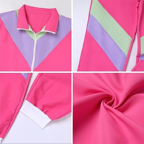 80s Workout Halloween Costume Color Block Windbreaker Outfit Set