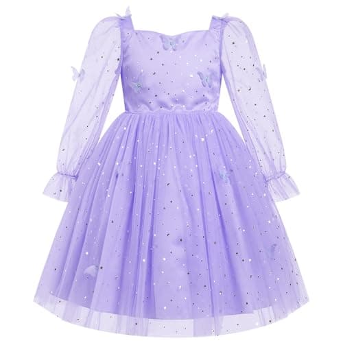 Girls Birthday Princess Dress with Sparkle Butterfly Stars