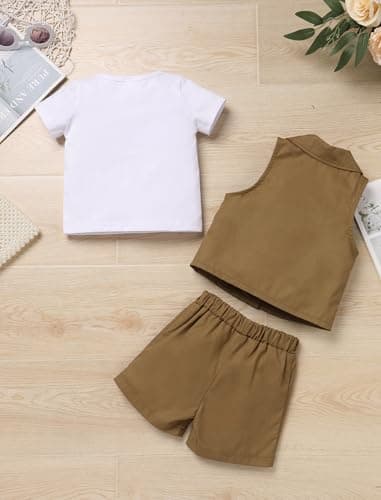 IMEKIS Baby Boys 1st Birthday Jungle Safari Outfit 4PC Set