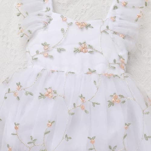 IMEKIS Baby Girls Floral Romper Dress for 1st Birthday & Wedding Tulle Tutu