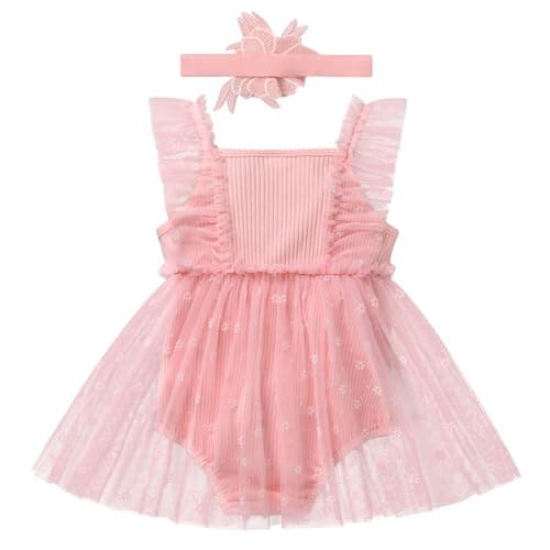 Newborn Baby Girl 1st Birthday Floral Romper Dress