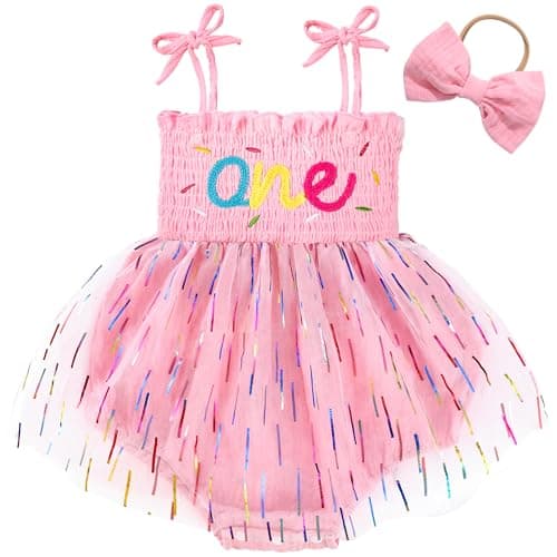HONGTEYA Baby Girl 1st Birthday Outfit Lace Romper Summer Dress
